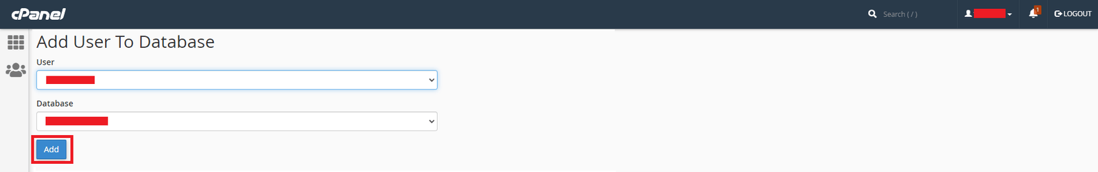 Assign Database to the user